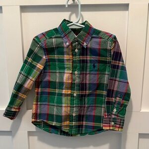 Ralph Lauren Kids Plaid button down Shirt - Green and Multi-Color size 3